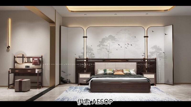 伊索未來系列國潮新中式非洲酸枝家具效果圖