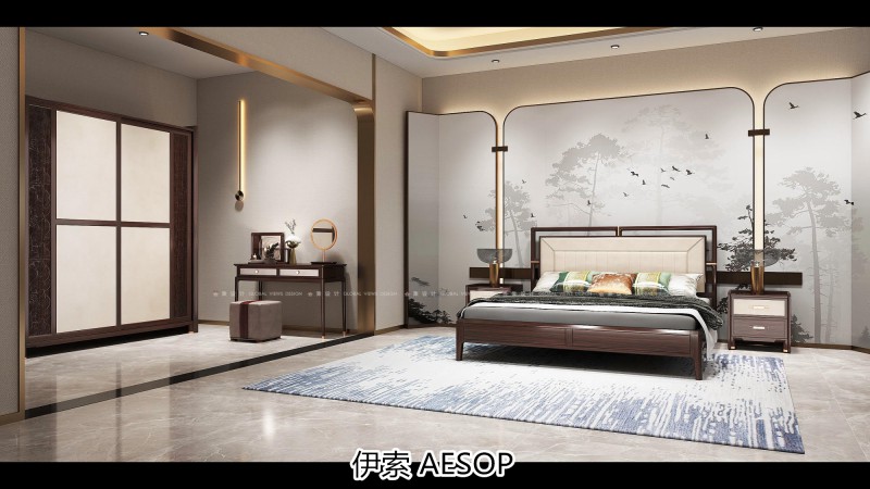 伊索未來系列國潮新中式非洲酸枝家具效果圖