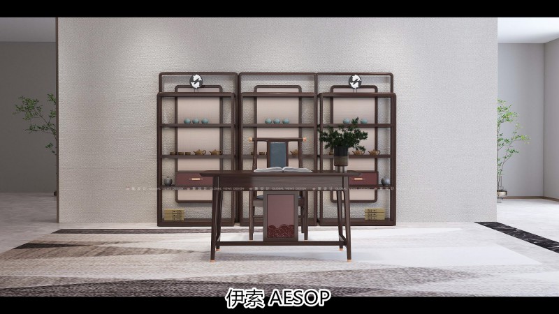 伊索未來系列國潮新中式非洲酸枝家具效果圖