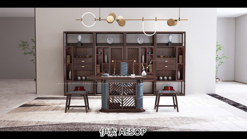 伊索未來系列國潮新中式非洲酸枝家具效果圖
