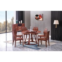 華夏國康卡迪婭輕奢極簡黃檀木家具：K501圓桌、K56餐椅、K800餐邊柜