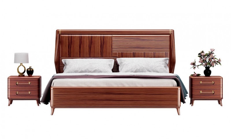 華夏國康卡迪婭輕奢極簡黃檀木家具：K2013大床
