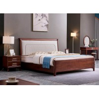 華夏國康卡迪婭輕奢極簡黃檀木家具：K2009B大床（軟包）