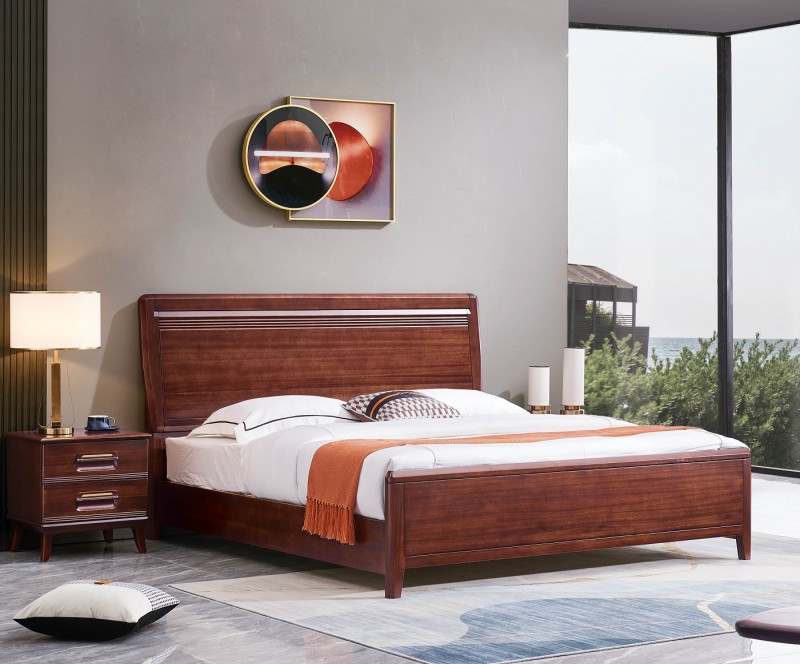 華夏國康卡迪婭輕奢極簡黃檀木家具：K2003大床