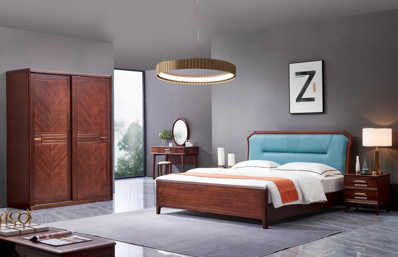 華夏國(guó)康卡迪婭輕奢極簡(jiǎn)黃檀木家具：K2006大床