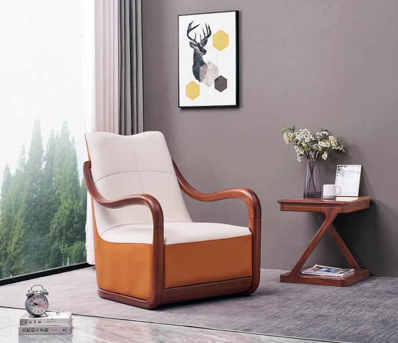 華夏國康卡迪婭輕奢極簡黃檀木家具：K013圍椅、K303方幾