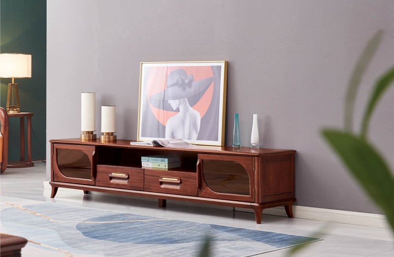 華夏國康卡迪婭輕奢極簡黃檀木家具：K602電視柜