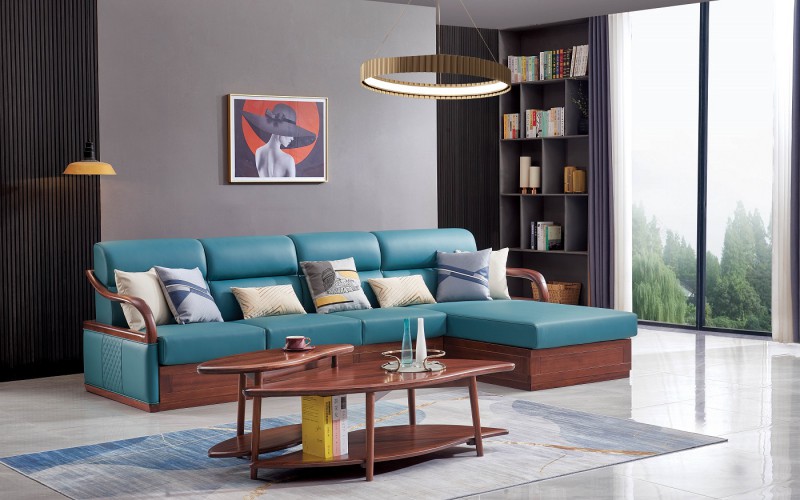 華夏國康卡迪婭輕奢極簡(jiǎn)黃檀木家具：K013轉(zhuǎn)角沙發(fā)