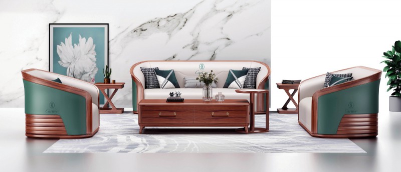 華夏國康卡迪婭輕奢極簡黃檀木家具：K015沙發