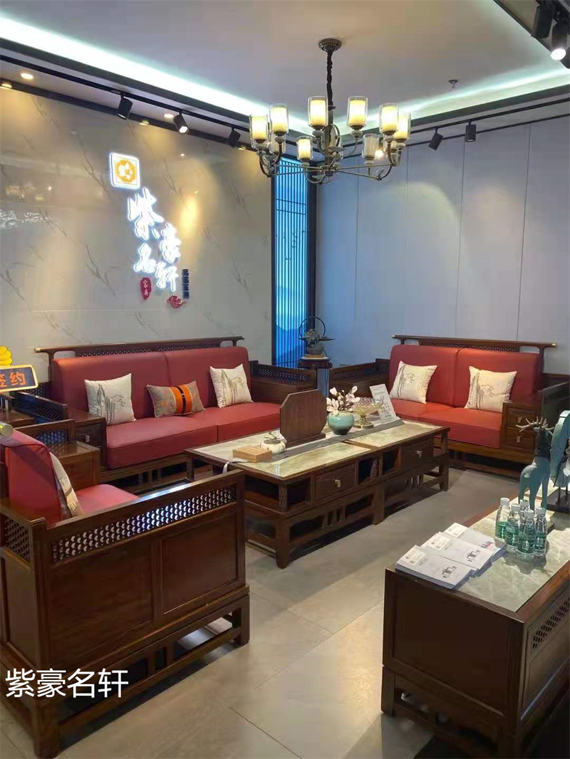 紫豪名軒家具“素章”新中式紅翅木家具展廳實拍