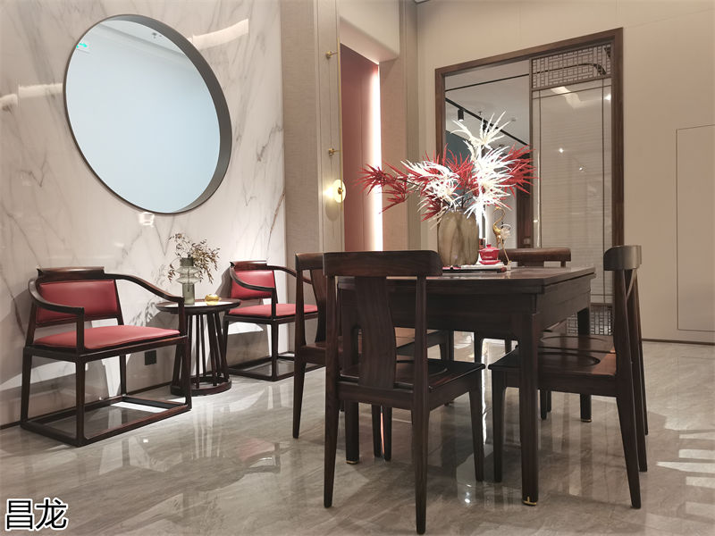 昌龍新中式烏金木整屋定制家具展廳實(shí)拍