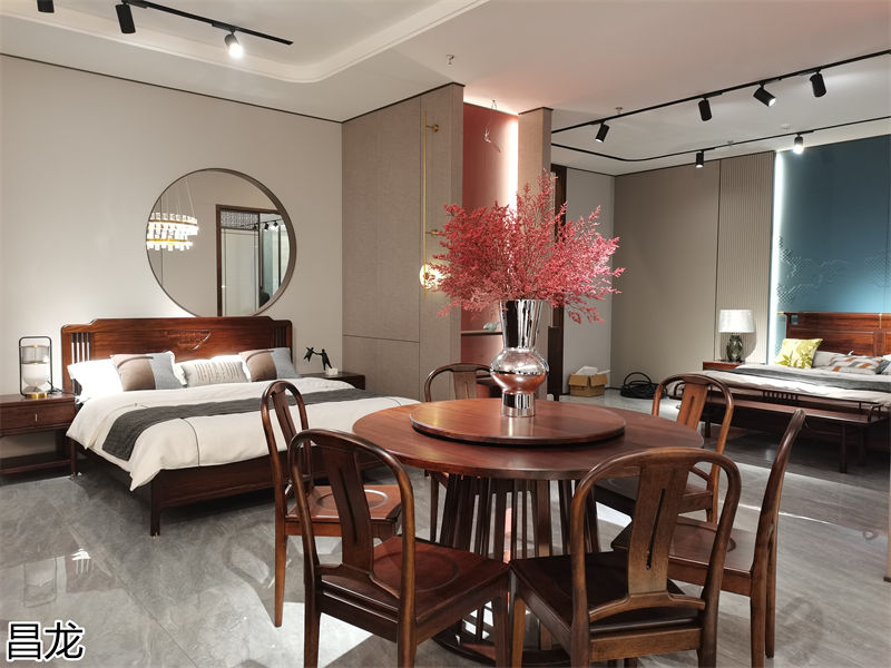 昌龍新中式烏金木整屋定制家具展廳實(shí)拍