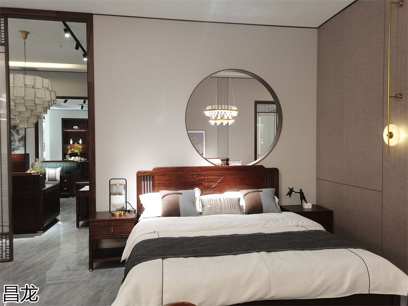 昌龍新中式烏金木整屋定制家具展廳實(shí)拍