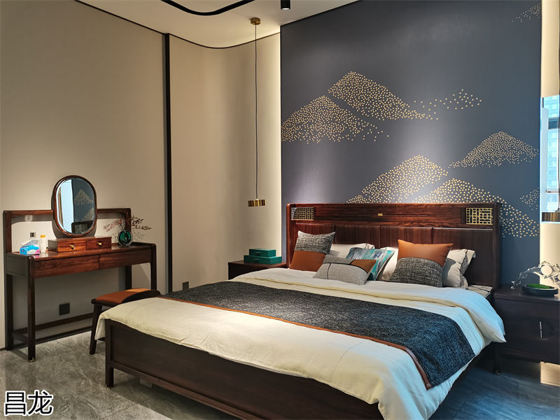 昌龍新中式烏金木整屋定制家具展廳實(shí)拍