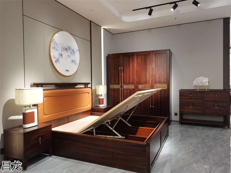 昌龍新中式烏金木整屋定制家具展廳實(shí)拍