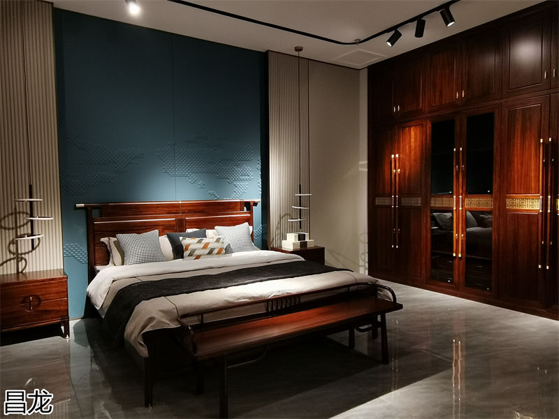 昌龍新中式烏金木整屋定制家具展廳實(shí)拍