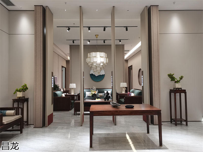 昌龍新中式烏金木整屋定制家具展廳實(shí)拍