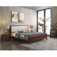 木來客現代輕奢極簡黑胡桃木家具：8A20#床