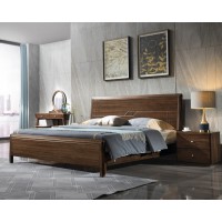 木來客現代輕奢極簡黑胡桃木家具：8A15#床