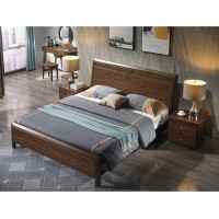 木來客現代輕奢極簡黑胡桃木家具：8A16#床