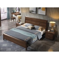 木來客現代輕奢極簡黑胡桃木家具：8A18#床