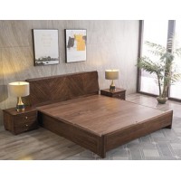 木來客現代輕奢極簡黑胡桃木家具：8A19#床