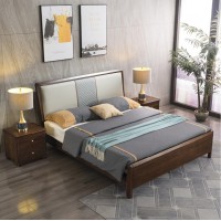 木來客現代輕奢極簡黑胡桃木家具：8A21#床