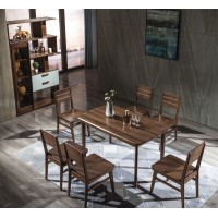 木來客現(xiàn)代輕奢極簡黑胡桃木家具：6T01#長餐臺