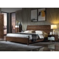 木來客現代輕奢極簡黑胡桃木家具：6A03#床