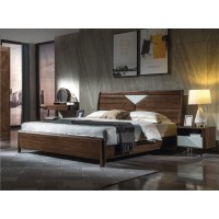 木來客現代輕奢極簡黑胡桃木家具：6A02#床