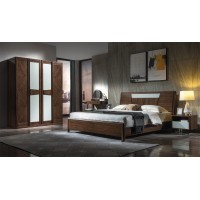 木來客現代輕奢極簡黑胡桃木家具：6A01#床