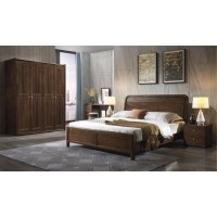 木來客現代輕奢極簡黑胡桃木家具：8A13#床