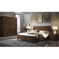 木來客現代輕奢極簡黑胡桃木家具：8A12#床