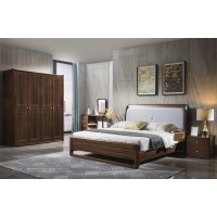 木來客現代輕奢極簡黑胡桃木家具：8A01#床