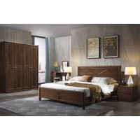 木來客現代輕奢極簡黑胡桃木家具：8A08#床