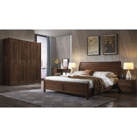 木來客現代輕奢極簡黑胡桃木家具：8A11#床