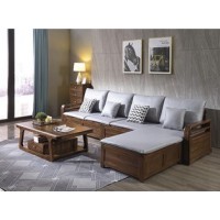 木來客現代輕奢極簡黑胡桃木家具：8W26#轉角沙發