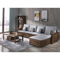 木來客現代輕奢極簡黑胡桃木家具：8W38#轉角沙發