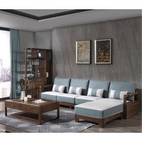 木來客現代輕奢極簡黑胡桃木家具：8W11#轉角沙發