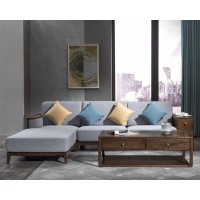 木來客現代輕奢極簡黑胡桃木家具：8W10#轉角沙發