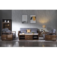 木來客現代輕奢極簡黑胡桃木家具：8W05#沙發