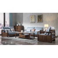 木來客現代輕奢極簡黑胡桃木家具：8W03#沙發