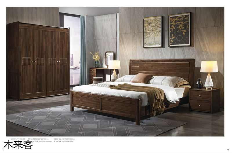 喻皓天成 木來客現(xiàn)代輕奢極簡(jiǎn)黑胡桃家具