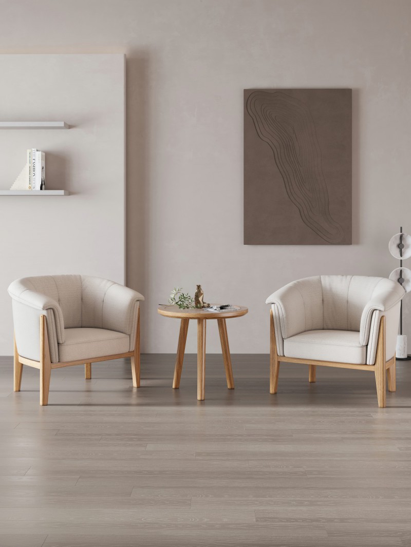 匠者白蠟?zāi)鞠盗屑揖撸篔D-625原木色休閑椅