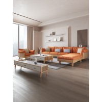 匠者白蠟?zāi)鞠盗屑揖撸篔D-616沙發(fā)原木色4+踏