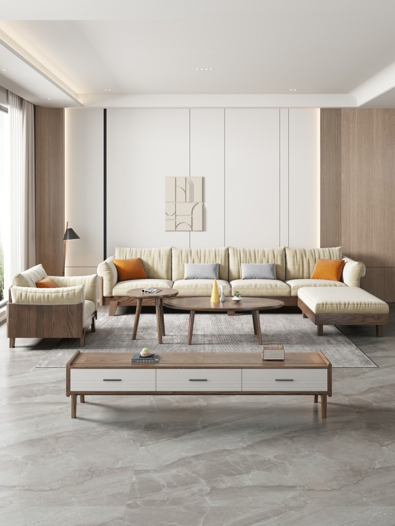 匠者白蠟?zāi)鞠盗屑揖撸篔D-616沙發(fā)胡桃色4+踏