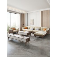 匠者白蠟木系列家具：JD-616沙發胡桃色4+踏