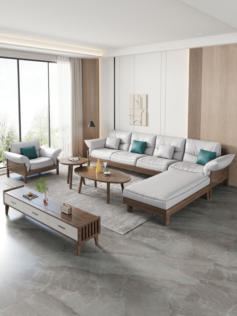 匠者白蠟木系列家具：JD-612沙發胡桃色4+踏