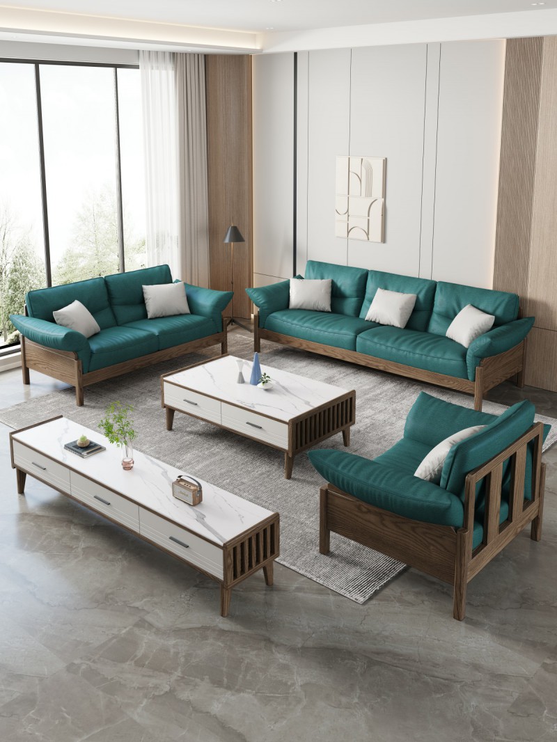 匠者白蠟木系列家具：JD-612沙發胡桃色1+2+3