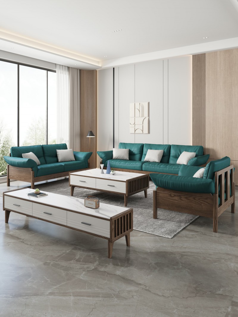 匠者白蠟木系列家具：JD-612沙發胡桃色1+2+3